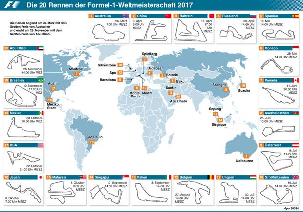 Die spektakulären Strecken der Formel 1
