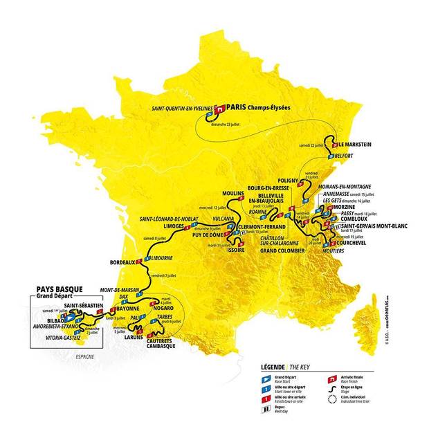 Tour de France 2023: Die komplette Strecke mit Etappenprofilen