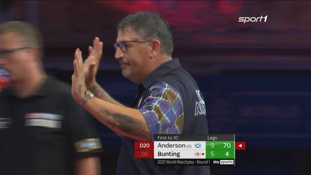 Darts World Matchplay: Gary Anderson besiegt Stephen Bunting mit 10:5