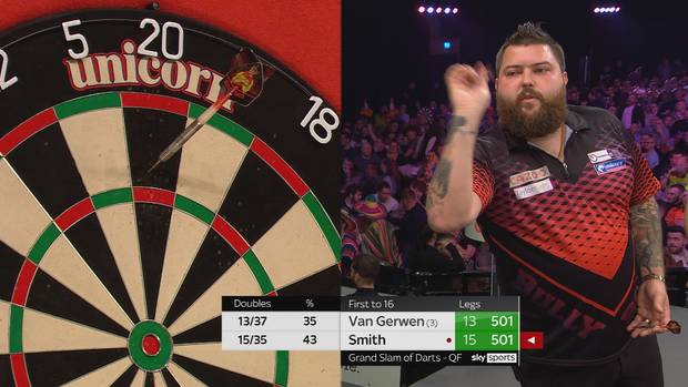 Grand Slam of Darts: Michael Smith besiegt Michael van Gerwen mit 16:13