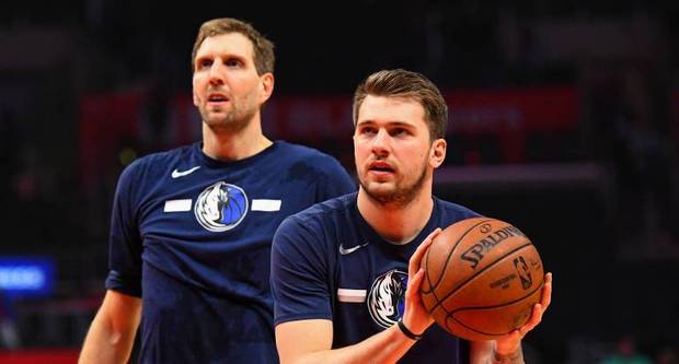 Superstar Luka Doncic (r.) brach bereits manchen Rekord von Dirk Nowitzki