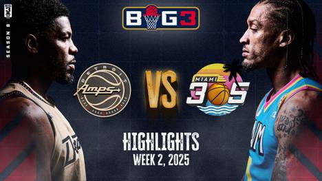 In Woche 2 der BIG3-Saison 2025 treffen die Miami 305 auf die Detroit Amps. Hier gibt's die Highlights im Video.