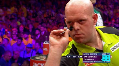 Michael van Gerwen hat dank einer Aufholjagd das Viertelfinale der World Series of Darts Finals erreicht. Mighty Mike entschied die letzten vier Legs allesamt für sich.