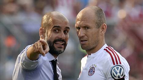 Pep Guardiola (l., mit Arjen Robben) war von 2013 bis 2016 Bayern-Trainer