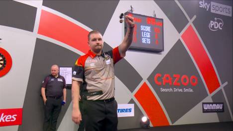 Dimitri Van den Bergh besiegt seinen Landsmann Kim Huybrechts mit 4:0 und steht bei der Darts-WM im Viertelfinale. 