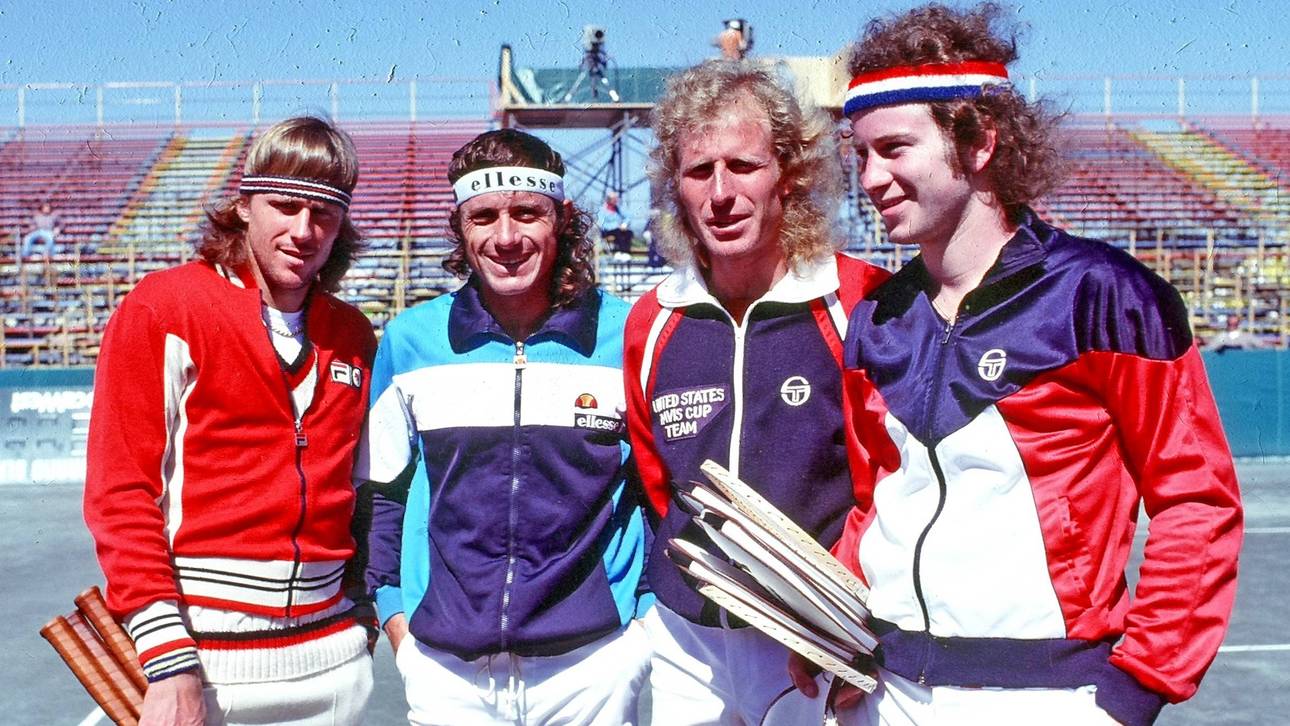 Tennis-Legenden der Siebziger: Björn Borg, Guillermo Vilas, Vitas Gerulaitis, John McEnroe (v.l.)