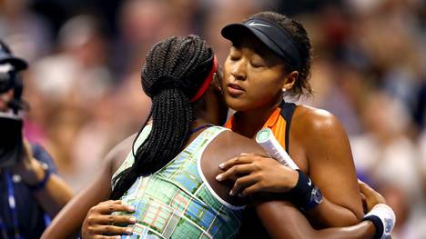 NEW YORK, NEW YORK - AUGUST 31: Cori Gauff of the United States and Naomi Osaka of Japan hug after their Women's Singles third round match on day six of the 2019 US Open at the USTA Billie Jean King National Tennis Center on August 31, 2019 in Queens borough of New York City. (Photo by Clive Brunskill/Getty Images)