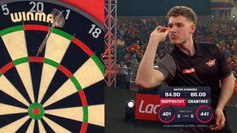 Pascal Rupprecht trifft in der zweiten Runde der UK Open auf Cameron Crabtree. Der deutsche Darts-Spieler startet souverän - doch dann beginnt das große Zittern.  