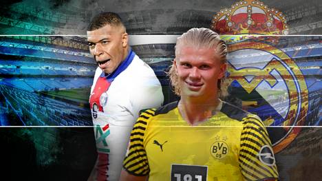 Kylian Mbappé und Erling Haaland stehen auf dem Wunschzettel von Real Madrid. Das Stürmer-Duo könnte jedoch erst in der kommenden Saison gemeinsam für die Königlichen auflaufen. Bahnt sich in La Liga bald ein neuer Traum-Sturm an?