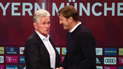 Ralph Hasenhüttl (r.) könnte bei den Bayern Jupp Heynckes beerben