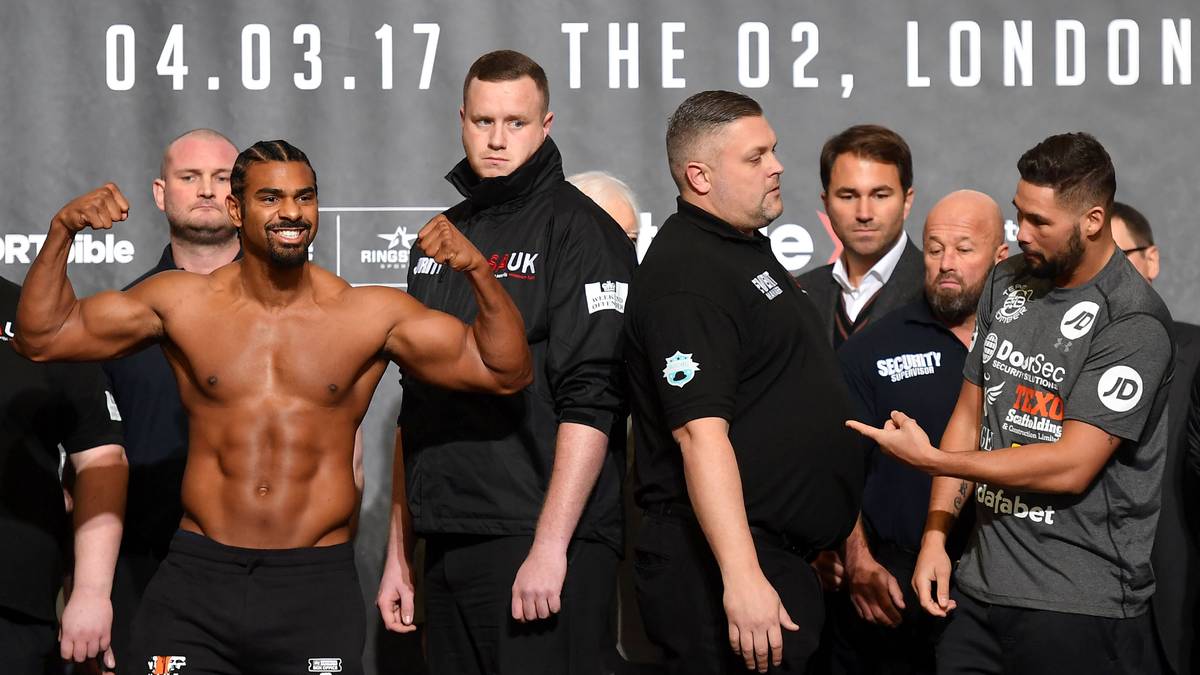 Am 4. März ist es in London zum brisanten Duell zwischen Skandal-Boxer David Haye (links) und seinem britischen Landsmann Tony Bellew gekommen. SPORT1 zeigt die besten Bilder einer spektakulären Box-Nacht
