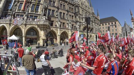 Der FC Bayern feiert seine Titel traditionell auf dem Münchner Marienplatz