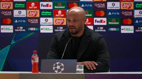Vincent Kompany spricht auf der Pressekonferenz über einen möglichen Einsatz von Harry Kane gegen Real Madrid - legt sich aber trotz wiederholter Nachfragen nicht fest.