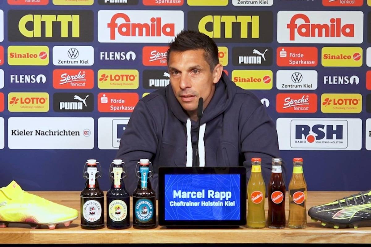 Bei einem klaren Sieg gegen Holstein Kiel spielt Borussia Dortmund in der kommenden Saison in der Champions League. Kiel-Trainer Marcel Rapp spricht darüber, ob es für ihn und seine Mannschaft ein Ansporn ist, dem BVB die Suppe zu versalzen.
