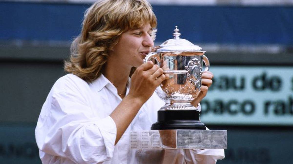 Steffi Graf nach ihrem Triumph 1987 über Martina Navratilova