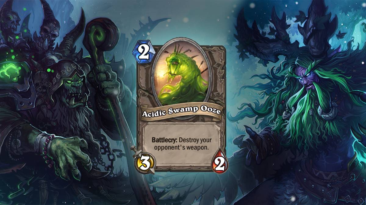 Säurehaltiger Schlamm (Acidic Swamp Ooze) - Kampfschrei: Zerstört die Waffe Eures Gegners. Diese Karte wird einmal im Deck gespielt