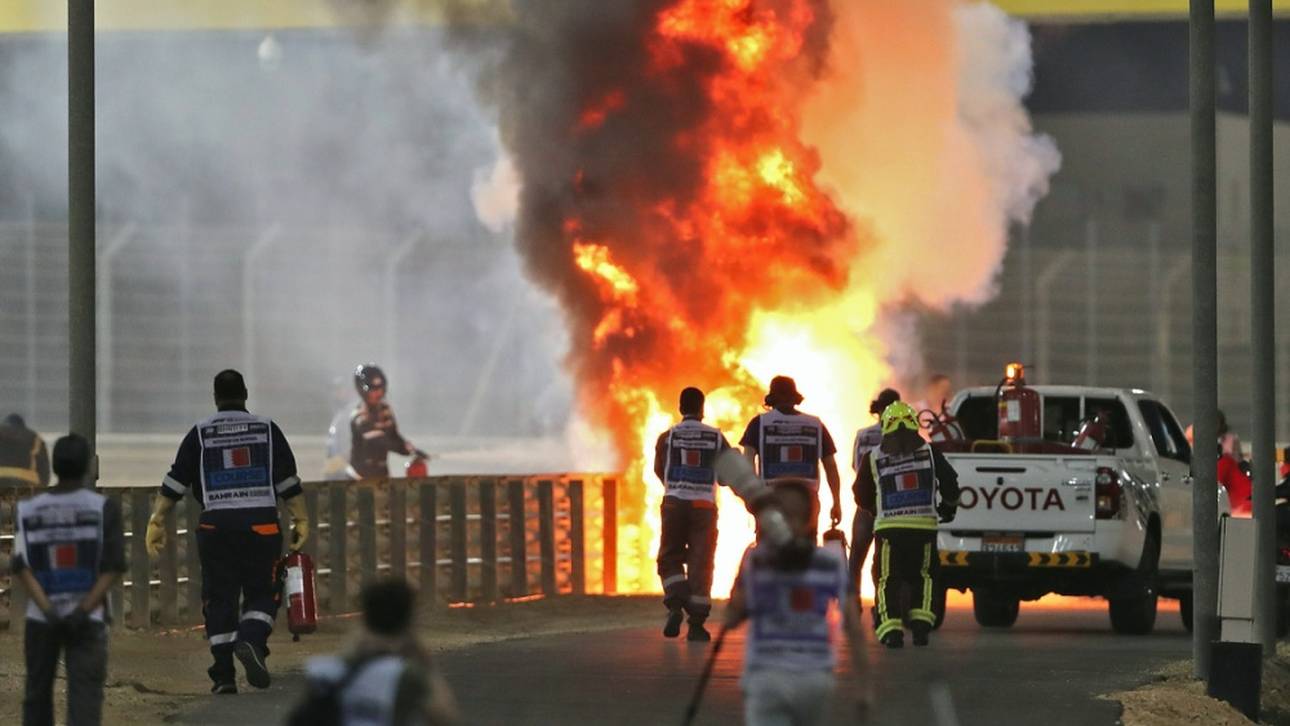 Formel 1: Schwerer Grosjean-Unfall sorgt für Rennunterbrechung
