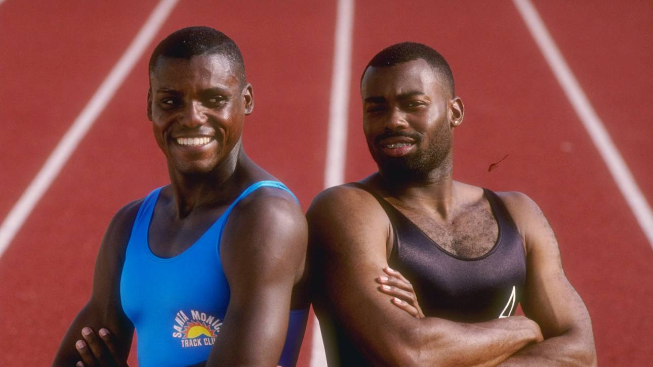 Carl Lewis (l.) und Leroy Burrell auf ihrem Karriere-Höhepunkt 1992