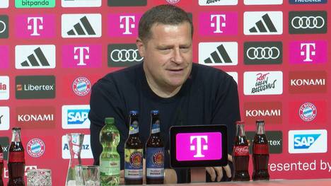 Bayerns Sportvorstand Max Eberl spricht auf der Vorstellungspressekonferenz von Vincent Kompany über die Kaderplanung beim Rekordmeister.
