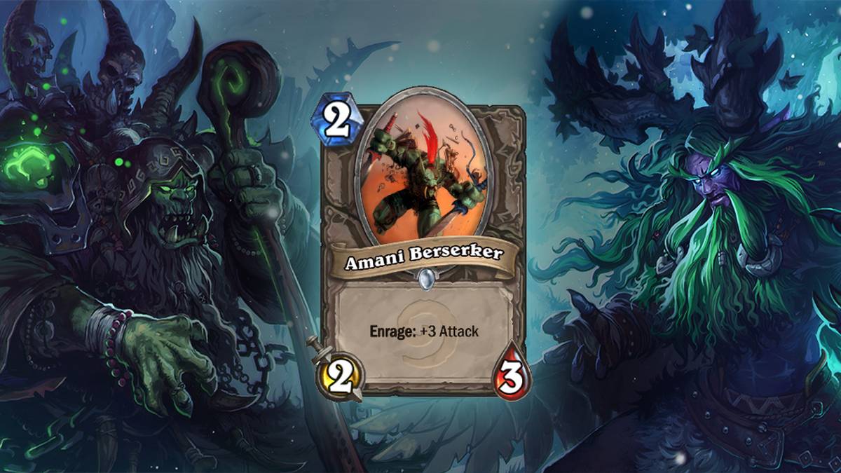 Amaniberserker (Amani Berserker) - Hat +3 Angriff, wenn er verletzt ist. Diese Karte wird zweimal im Deck gespielt