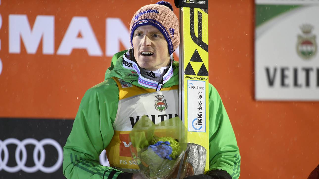 Vaterfreuden bei Skispringer Freund