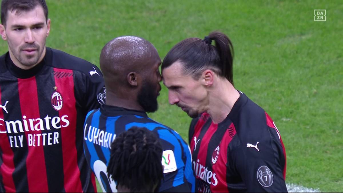 Zlatan Ibrahimovic und Inters Romelu Lukaku liefern sich im Mailänder Knaller beim Viertelfinale der Coppa Italia einen heftigen Zoff.