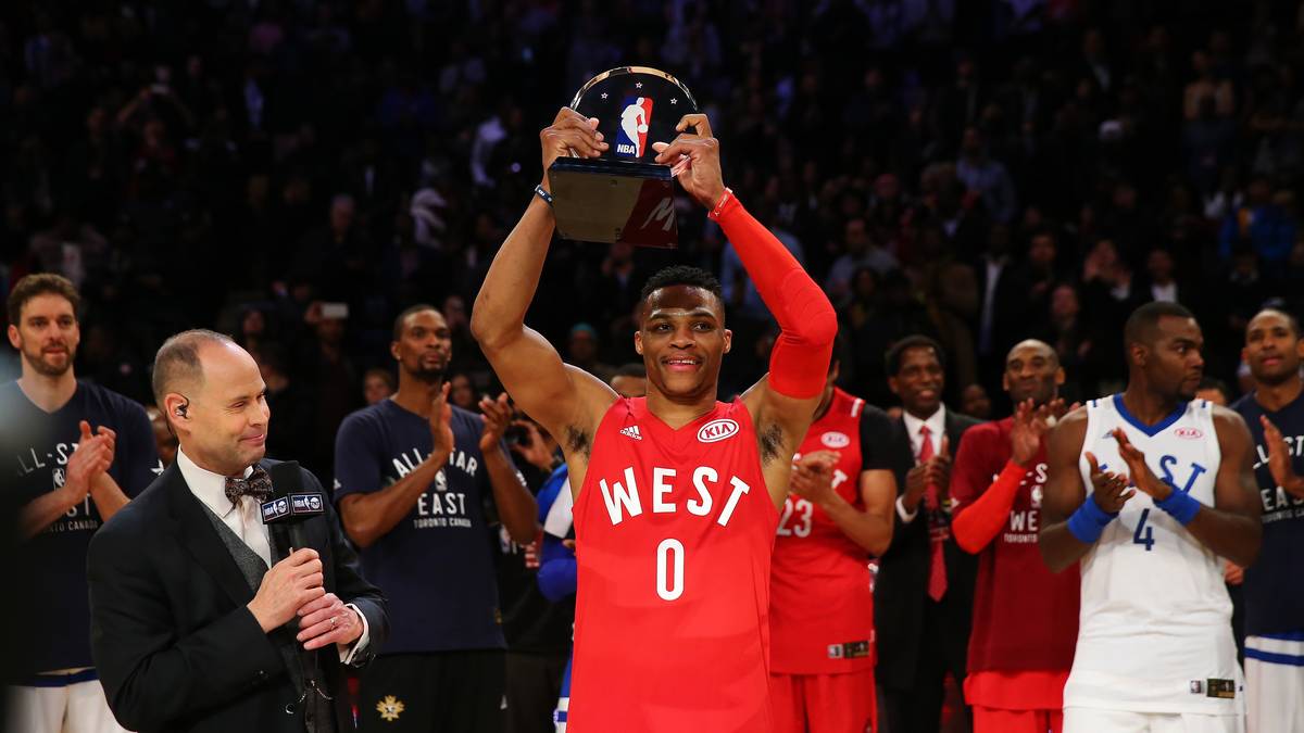 Zum MVP beim 196:173 des Westens wird nach 2015 erneut Russell Westbrook gewählt. 31 meist spektakuläre Punkte steuert er zum Rekordfeuerwerk bei. Beide Teams übertreffen die alte Punktebestmarke (163) und pulverisieren den alten Rekord für die meisten Zähler