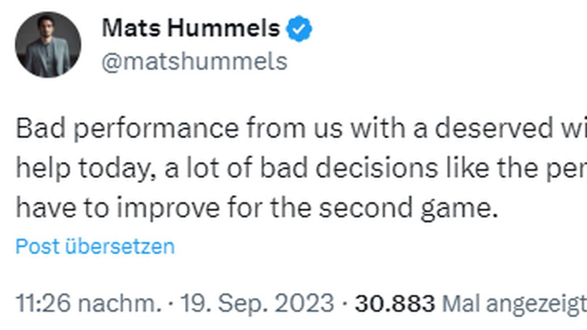 Mats Hummels twitterte nach dem Spiel