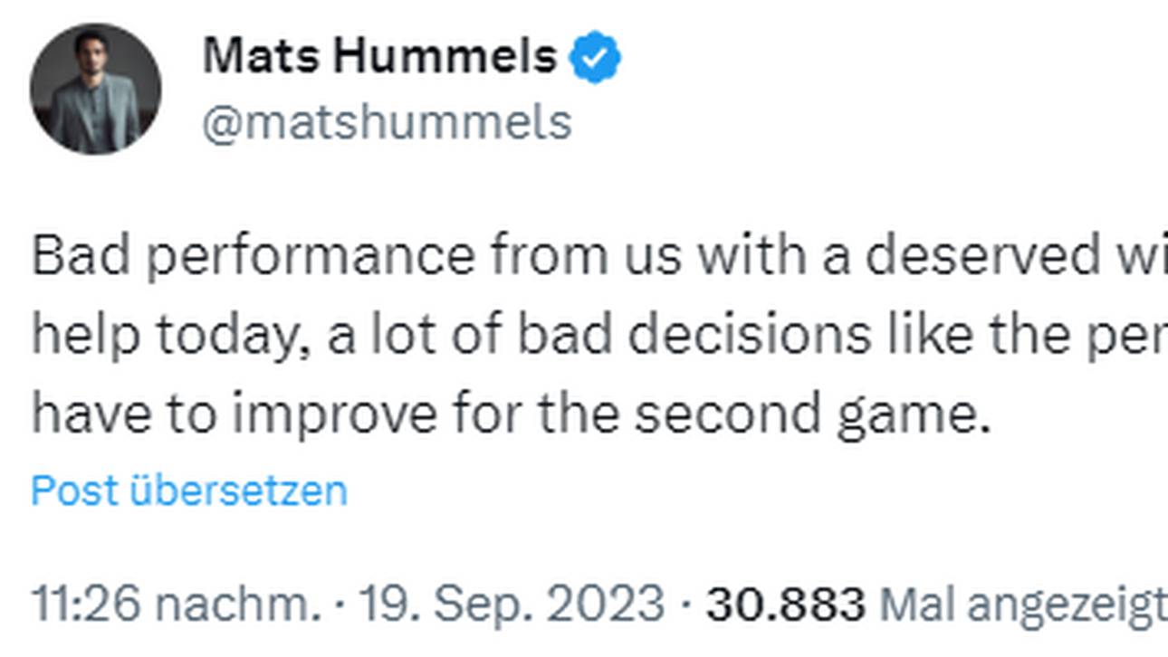 Mats Hummels twitterte nach dem Spiel