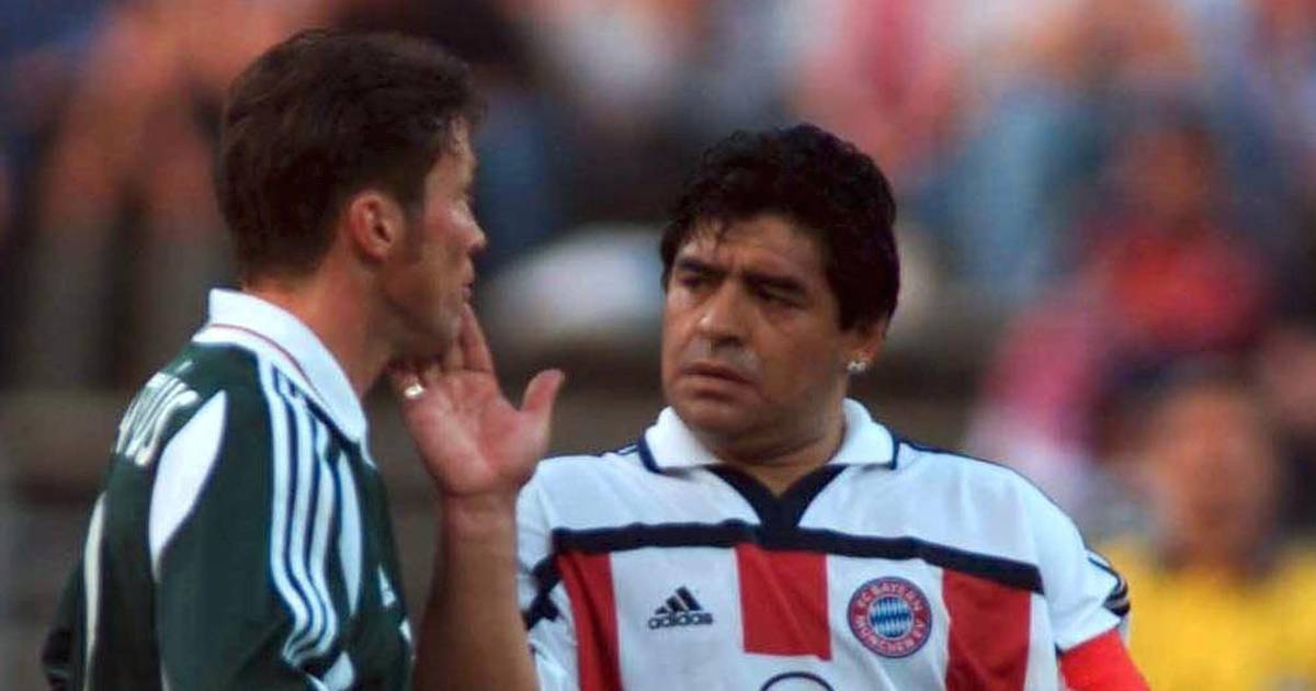 Diego Maradona führt die Bayern als Kapitän zum Abschied von Matthäus