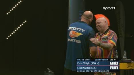 Peter Wright scheitert überraschend in seiner ersten Partie beim German Darts Grand Prix. Gegen Scott Waites scheitert er im Decider.