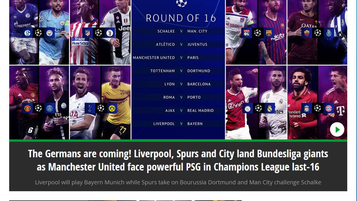 ENGLAND - Mirror: "Die Deutschen kommen. Liverpool, die Spurs und City bekommen es mit Bundesliga-Riesen zu tun. Und Manchester United trifft auf das mächtige PSG“