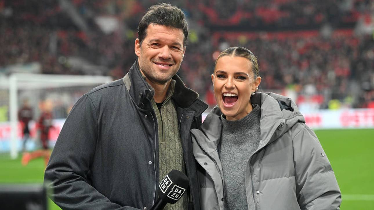 Michael Ballack (l.) ist als Experte und Laura Wontorra (r.) als Moderatorin bei DAZN im Einsatz