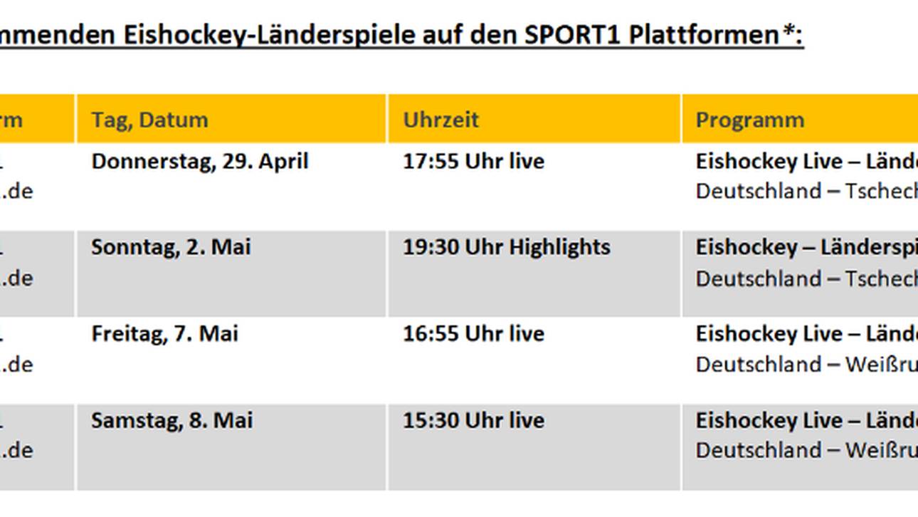 SPORT1 überträgt die Vorbereitungsspiele des DEB-Teams