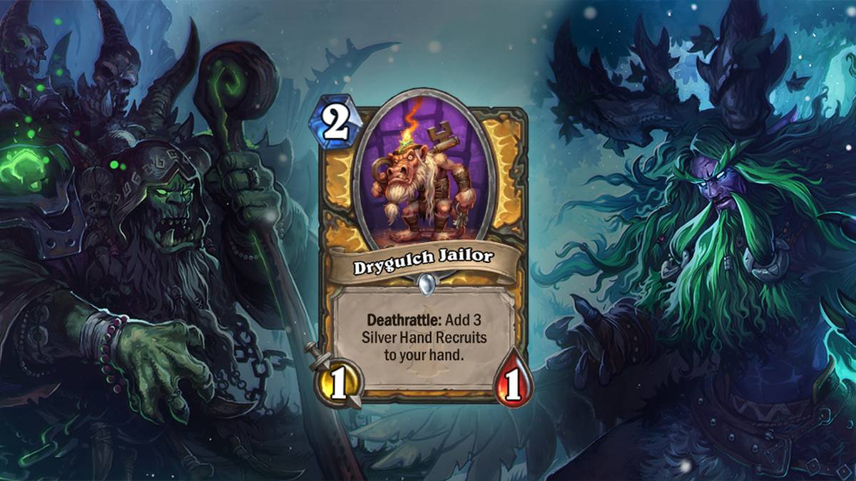 Staubwindkerkermeister (Drygulch Jailor) - Todesröcheln: Erhaltet 3 Rekruten der Silbernen Hand auf die Hand. Diese Karte wird zweimal im Deck gespielt