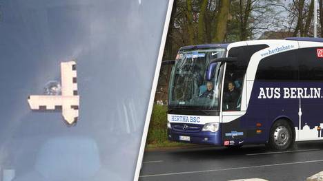 Hertha-Mannschaftsbus unter Beschuss