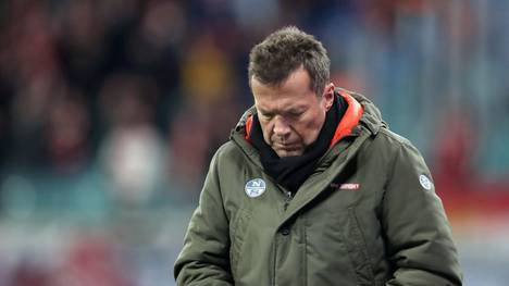 Former football player and TV expert Lothar Matthaeus looks down during the German first division Bundesliga football match RB Leipzig v FC Union Berlin in Leipzig, on January 18, 2020. (Photo by Ronny Hartmann / AFP) (Photo by RONNY HARTMANN/AFP via Getty Images)