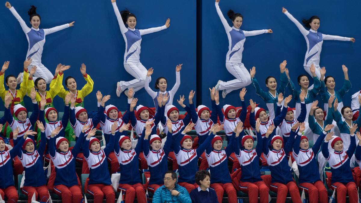 Hoch das Bein! Beim Eishockey waren die Cheerleader besonders kreativ