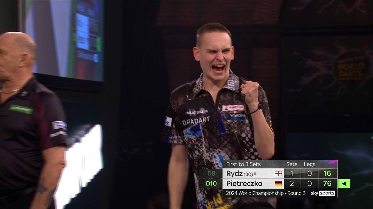 Darts WM 2024: Ricardo Pietreczko besiegt Callan Rydz in einem spannenden Match
