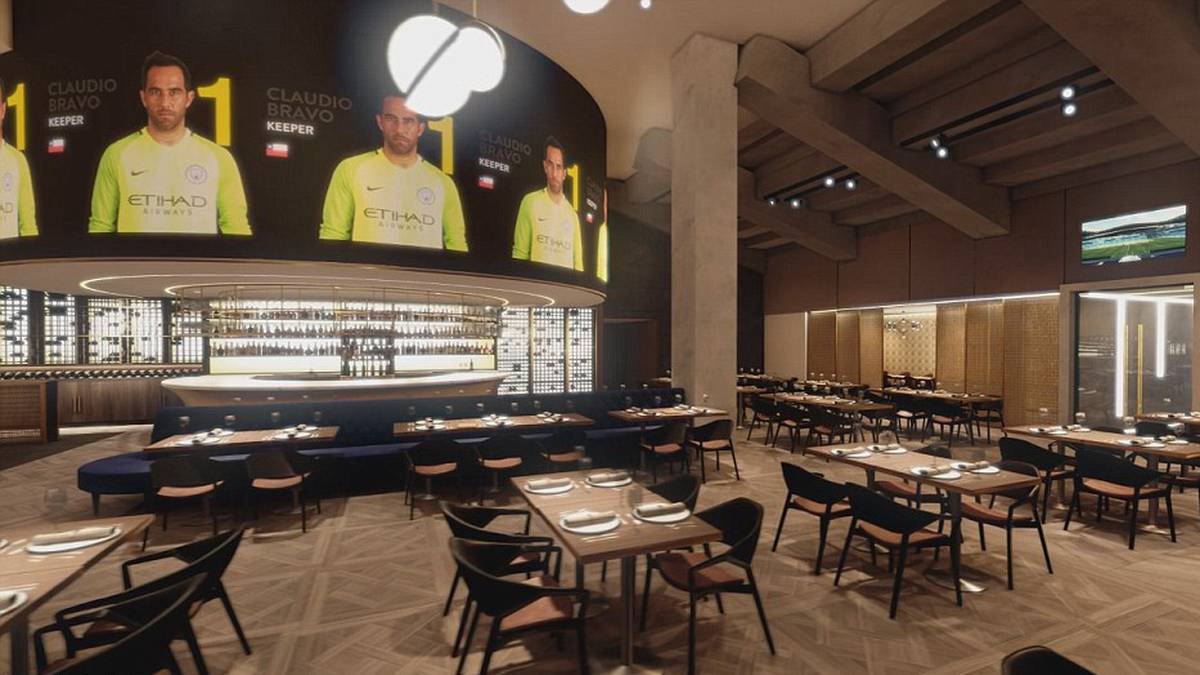 Zudem soll es auf einem riesigen Screen über der Bar die wichtigsten Infos zum Spiel geben...