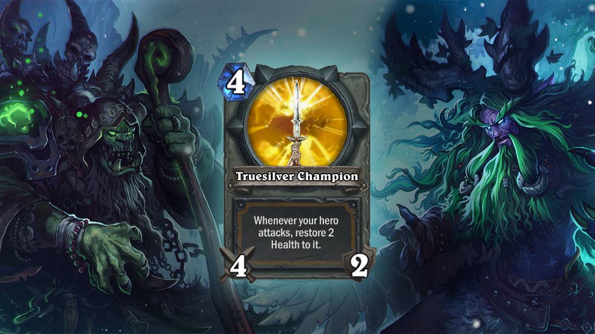 Echtsilberchampion (Truesilver Champion) - Stellt bei Eurem Helden jedes Mal 2 Leben wieder her, wenn er angreift. Diese Karte wird einmal im Deck gespielt