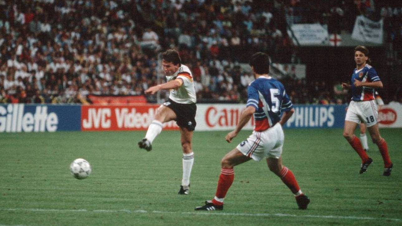 Lothar Matthäus 1990 bei seinem Traumtor zum 3:1 gegen Jugoslawien