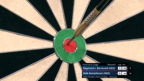 Raymond van Barneveld gewinnt mit 6:0 gegen Maik Kuivenhoven und spielt dabei eine klasse Partie. Einziger Schönheitsfehler sind die zehn Matchdarts die der Ex-Weltmeister benötigt.