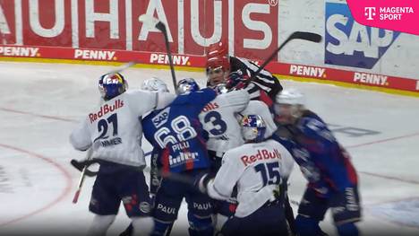 Die Serie zwischen den Adlern aus Mannheim und Red Bull München verliert weiter nicht an Spannung. Das DeSousa-Comeback beim EHC rückt schnell in den Hintergrund, denn auf dem Eis fliegen schnell die Fäuste.
