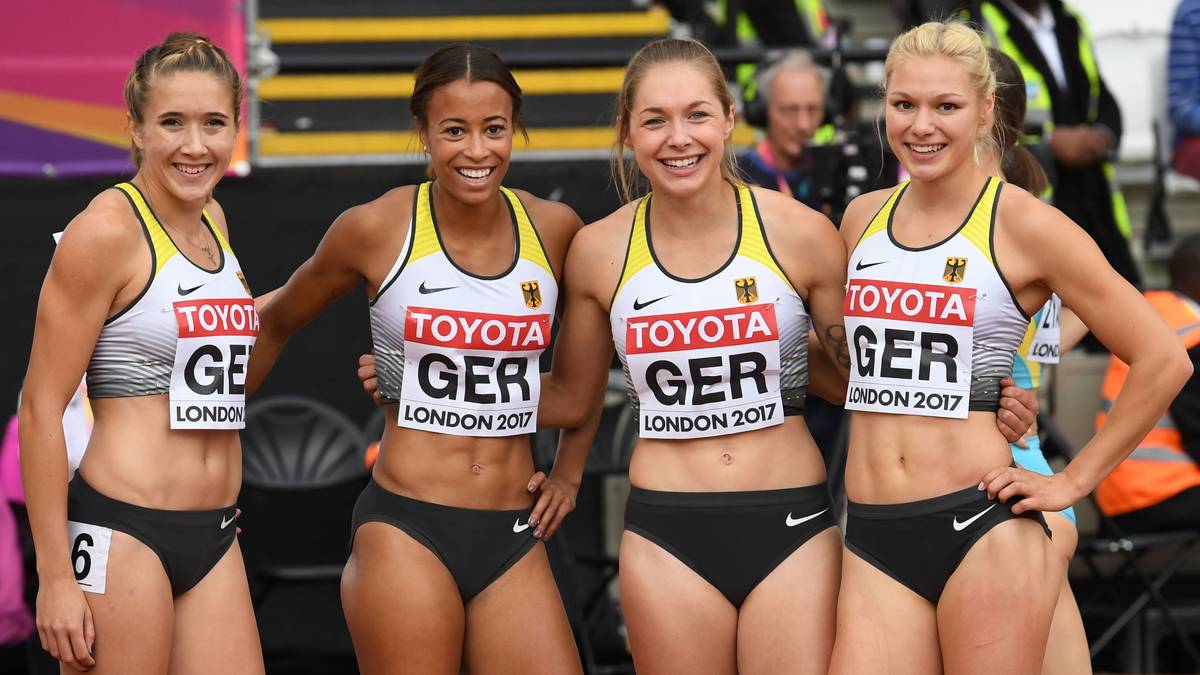 Staffel 4x100 Meter: Das größte Problem bei den deutschen Damen sind die Wechsel. Klappen diese, sind sie mittendrin im Kampf um Platz eins. In Europa führen Tatjana Pinto (2.v.l.) und ihre Kolleginnen die Rangliste an, in diesem Jahr waren nur die US-Amerikanerinnen schneller. SPORT1-Prognose: Gold