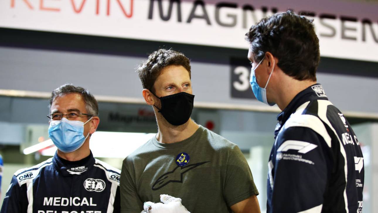 Romain Grosjean bedankte sich bei den Fahrern des Medical Car