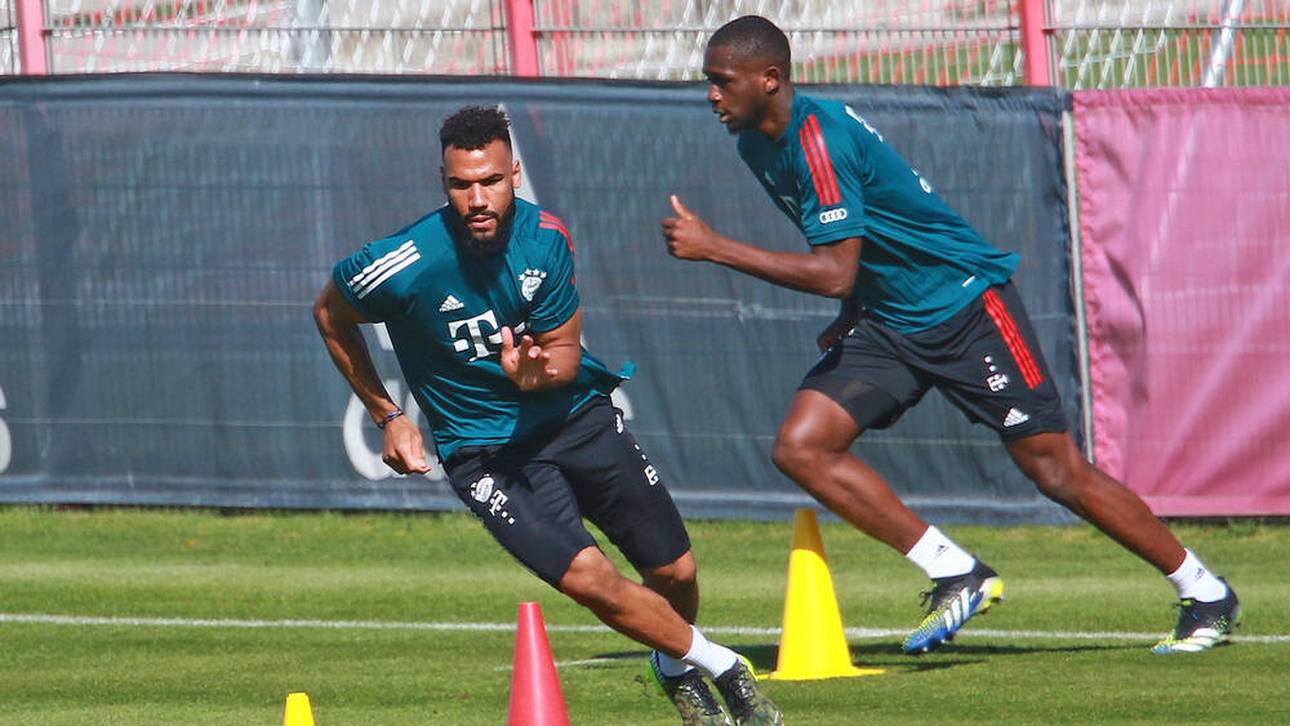 Eric Maxim Choupo-Moting, vorne und Tanguy Nianzou im Training des FC Bayern