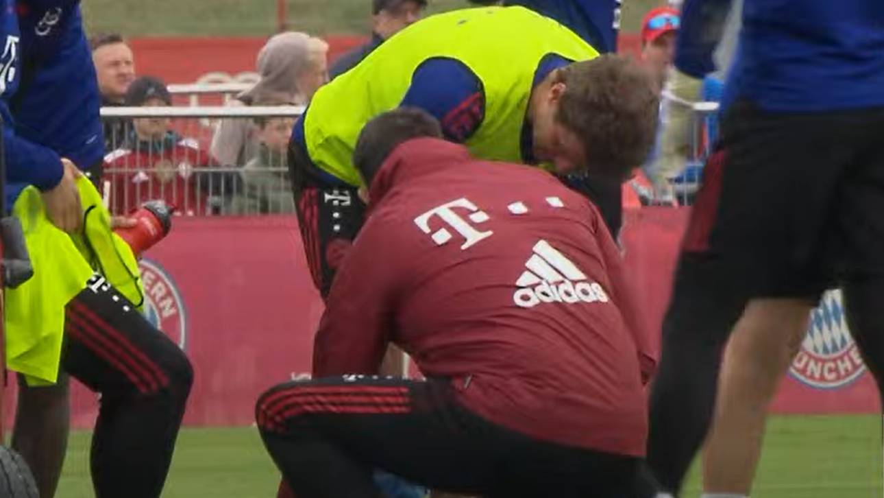 Müller mit Schmerzen im Training