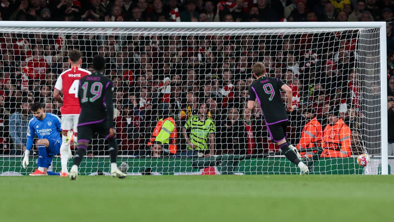 Da sich David Raya früh in die andere Ecke bewegt, kann Harry Kane ohne Probleme in die rechte Ecke einschieben. 