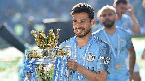 David Silva feiert die Meisterschaft mit Manchester City